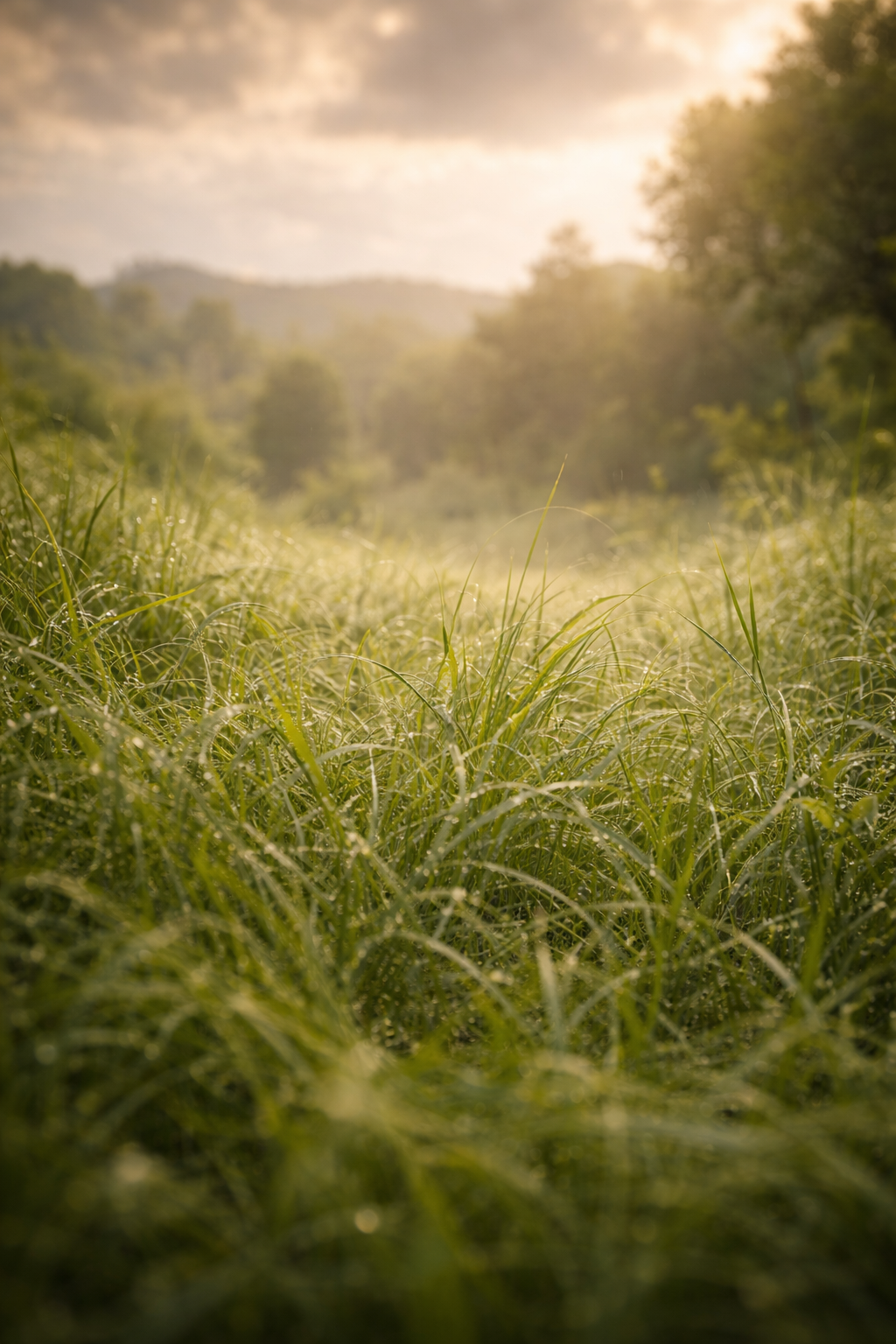 Maison Caelina fresh scent with dew grass in morning light