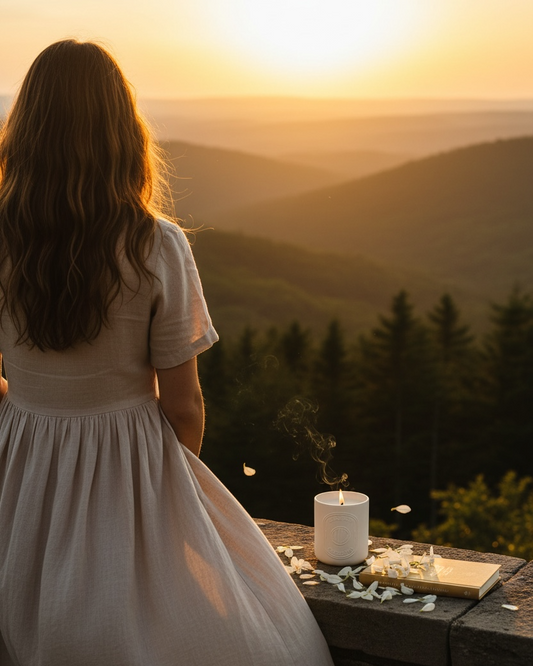 Memoirs of the Golden Valley soy wax candle with golden santal neroli and fir by Maison Caelina